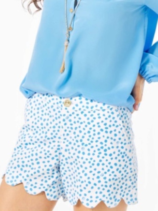 Lilly Pulitzer Pants - Lilly Pulitzer Buttercup Stretch Shorts Zanzibar Blue Dot Size 6 NWT